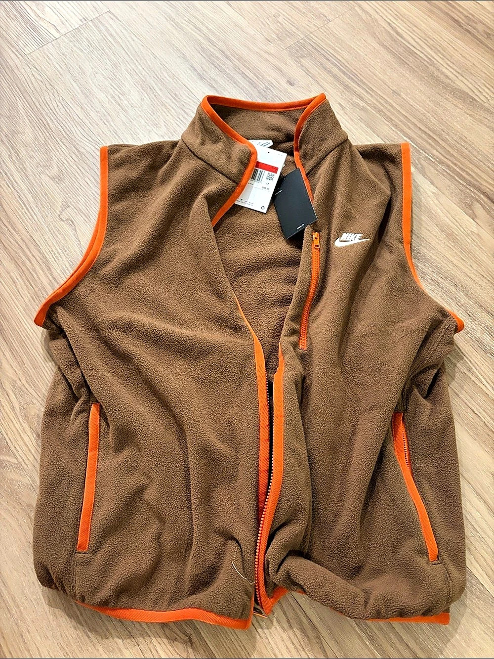Nike Sportswear Therma-FIT vest Fleece Vest Brown Orange Size Large NWT